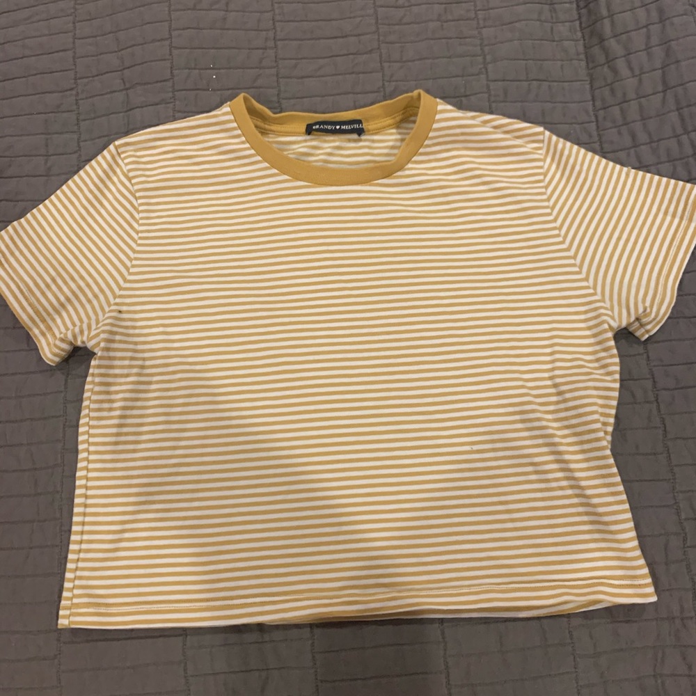 Brandy Melville mustard yellow striped T-shirt